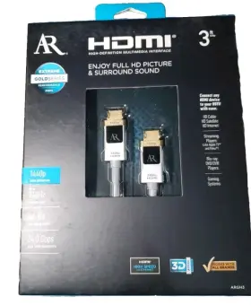 Acoustic Research 044476084775 Argh3 Extreme Gold Series Hdmi 3ft Cable Ethernet 24.0gbps 240hz 48 Bit