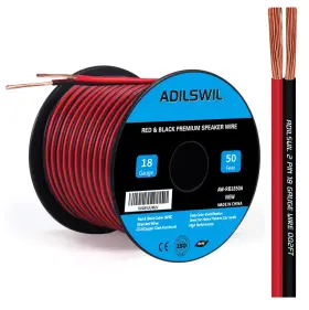 Adilswil Aw-rb1850a 18awg 50ft Speaker Wire 2 Conductors Electrical Red Black