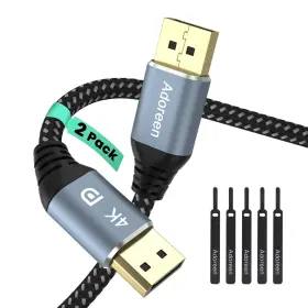 Adoreen Ardp12-10-2pk-vt 4k Displayport Cable 10ft/2 Pack Braided Dp To 1.2 Cord