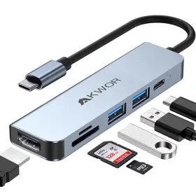 794086830025 AKWOR Usb Hdmi Adapter Monitor Hub Sd Tf Card