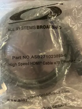 All Systems Broadband Asb271023893-6 New 6ft Elite Irc- High Speed Hdmi Cable With Ethernet All Systems Broadband Asb271023893-6 New 6ft Elite Irc- High Speed Hdmi Cable With Ethernet