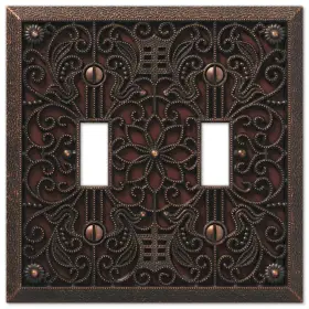 65TTDB AMERELLE Filigree Wallplate Toggle Cast Double 65TTDB AMERELLE Filigree Wallplate Toggle Cast Double