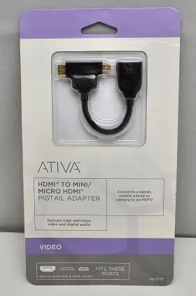 529-757 ATIVA Hdmi Mini Micro Adapter Tablet Mobile Phone