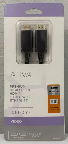 735854754679 ATIVA High Hdmi Cable Ethernet Video