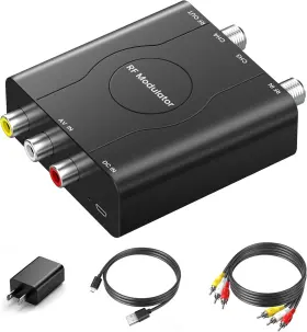 Avedio Links 445033219211 Rf Modulator Rca To Coaxial Adapter With Channel 3/4 Switch For Vhs/vcr/dvd