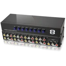 Axgear 094276901857 Av Switch Box Composite Selector 8 Port Audio Video In 1 Out To Tv