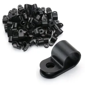 Baomain 748690708836 Cable Clamps R-type 3/8 Inch Nylon Wire 100pcs Black