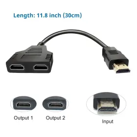 782910704147 BATU Hdmi Splitter Adapter Cable Male Dual Fema #3