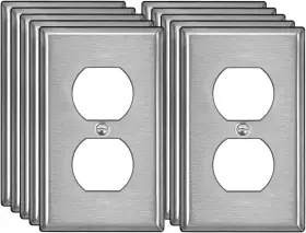 Bestten 728408169968 10 Pack Duplex Receptacle 1 Gang 10pk Brushed Stainless Steel Bestten 728408169968 10 Pack Duplex Receptacle 1 Gang 10pk Brushed Stainless Steel
