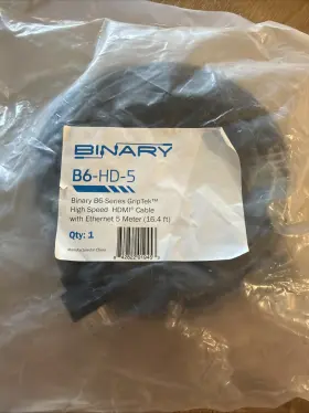 Binary B6-hd-5 High Speed Hdmi Cable With Ethernet 5m/16.4ft Binary B6-hd-5 High Speed Hdmi Cable With Ethernet 5m/16.4ft