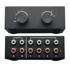 Branded 719081363699 4-port Rca Audio Switcher 2in4 Out 4in2 Stereo L/r Sound Channel Splitter