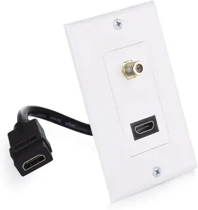 Cable Matters 800020 Hdmi Wall Plate With Coax Outlet In White