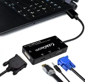 Cabledeconn 313031170193 Multiport 4-in-1 Hdmi To Hdmi/dvi/vga Adapter Cable With Audio Output Converter