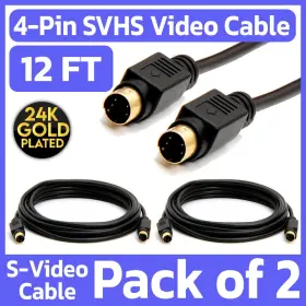 619162052255 CMPLE Pack Svhs Cord Video Cable Mini Din Male