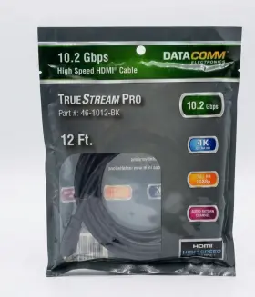 Datacomm 461815bk Truestream Pro 10.2 Gbps Hdmi Cable With Ethernet 12 Feet 4k Ultra Hd