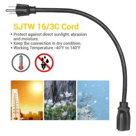 HNCB01J DEWENWILS Melca Pack Extension Cord Power Awg Sjtw #2