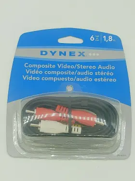 Dynex Dx-ad125 Composite Video Stereo Audio Cable Rca Connector 6 Feet New Dynex Dx-ad125 Composite Video Stereo Audio Cable Rca Connector 6 Feet New