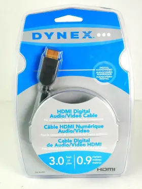Dynex Dx-av001 Hdmi Digital Audio Video Cable 3 Feet Gold Plated Connectors New