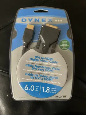 Dynex Dx-av011 Dvi To Hdmi Digital Video Cable 6 Ft. 1.8 Meters Single Link New