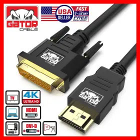 TO-HDMI-BLACK-6FT GATOR CABLE Dvi Male Laptop Monitor Cord