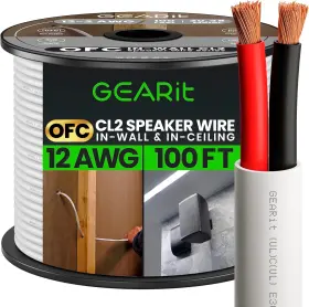 Gearit 769272820876 12/2 Speaker Wire 100 Feet 12awg Gauge - In Wall White Gearit 769272820876 12/2 Speaker Wire 100 Feet 12awg Gauge - In Wall White