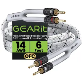 AZ-SPKRY-14AWG-WH-6FT GEARIT Speaker Cable Wire Banana Tip AZ-SPKRY-14AWG-WH-6FT GEARIT Speaker Cable Wire Banana Tip