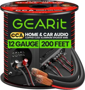 Gearit 769272824720 12awg Speaker Wire Pro Series 12 Gauge 200 Feet Black