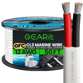 Gearit 769272844124 12 Gauge Marine Wire 12/2 Awg 50ft 50 Feet Duplex