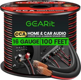 Gearit 894584495037 Speaker Wire 16 Gauge Pro Series 16/2 Awg 100 Feet Black