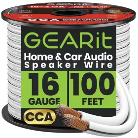 GI-SPKR-16AWG-WH-100FT GEARIT Gauge Speaker Wire Cable Car