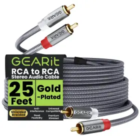 Gearit B09tn4l628 25ft 2rca Male To Shielded Braided Stereo Audio Cable Gearit B09tn4l628 25ft 2rca Male To Shielded Braided Stereo Audio Cable
