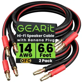 GI-HD-14HF-2PK-BK-2M GEARIT Awg Speaker Cable Wire Banana