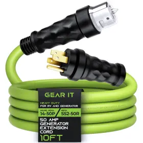 Gearit Gi-s1450p-ss250r-10f 50-amp Generator Extension Cord 10 Ft Inline Nema Feet Green