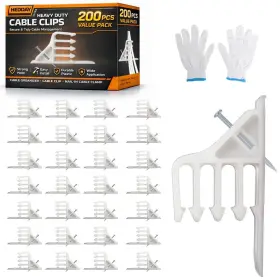 Hedday Q8059re 200 Pcs Multi-cable Staple Cable Stackers 3.3 X 1.7 Inches 200pcs-white