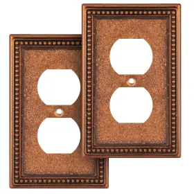 Henne Bery W302-cps-2 Raised Pearls Decorative Sinlge Duplex 2 Pack Sponged Copper