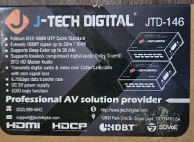 JDT-146 J-TECH DIGITAL Hdmi Extender Cat