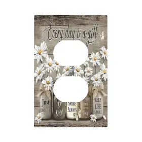 WALLPLATES856A JIEXUTE Farmhouse Duplex Outlet Country Daisy