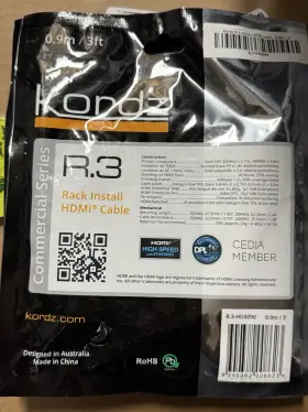 R.3-HD0090 KORDZ Hdmi Cable High Ethernet R.3-HD0090 KORDZ Hdmi Cable High Ethernet