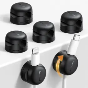 Lamicall Strk06 6pack Cord Organizer Upgrade Rotatable Spring Cable Clips - Classic Black Lamicall Strk06 6pack Cord Organizer Upgrade Rotatable Spring Cable Clips - Classic Black