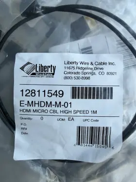 Liberty Wire And Cable Emhdmm01 Hdmi 1 Meter. E-mhdm-m-01