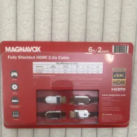 Magnavox Mc5000cbr Fully Shielded Hdmi 2.0a Gold Plated Cable 6ft 2-pack 4k Hdr