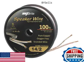 B01NAGSH5F MAXBRITE Gauge Oxygen Pure Copper Speaker Wire Cl