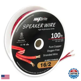 Maxbrite B071hg8jbm 100 Ft. 16 Gauge Stranded Flexible Dual Conductor Bonded Zip Cord Wire