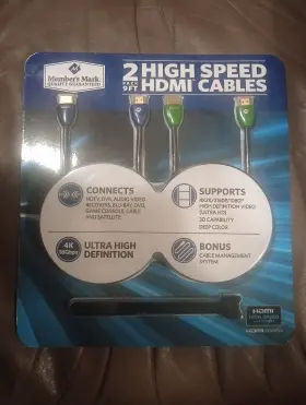 Members Mark 06180 Hdmi Cables High Speed Ultrahd 24k Gold Plated Connectors 9ft 2pk Members Mark 06180 Hdmi Cables High Speed Ultrahd 24k Gold Plated Connectors 9ft 2pk