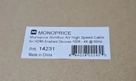14231 MONOPRICE Slimrun Fiber Cable Hdmi Enable Devices