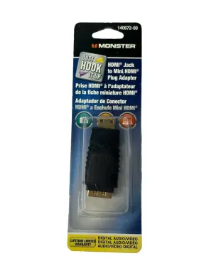 Monster 050644666728 Hdmi Jack To Mini Plug Adapter Digital Audio/video Monster 050644666728 Hdmi Jack To Mini Plug Adapter Digital Audio/video