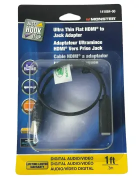 14108400 MONSTER Ultra Flat Hdmi Jack Audio Video Adapter