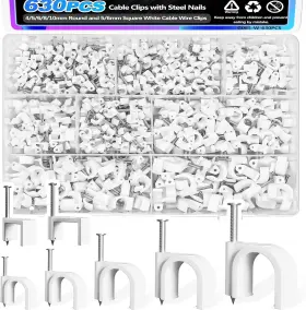 G085-W-630PCS MXUTEUK Cable Clips Steel Nails Round Square G085-W-630PCS MXUTEUK Cable Clips Steel Nails Round Square