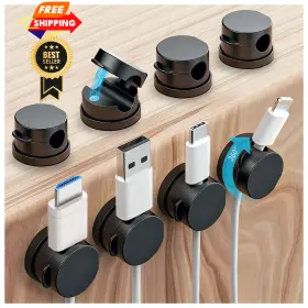 Oneleaf Mcc-ro-8 8 Pack 360 Rotatable Strong Magnetic Cable Clips 0.81 Inches Black