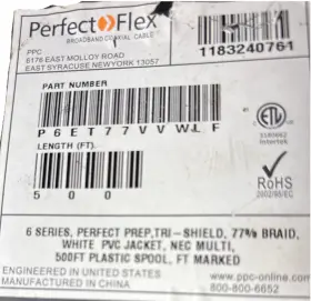 P6ET77VWLE PERFECT FLEX Ppc Broadband Coaxial Cable Pvc